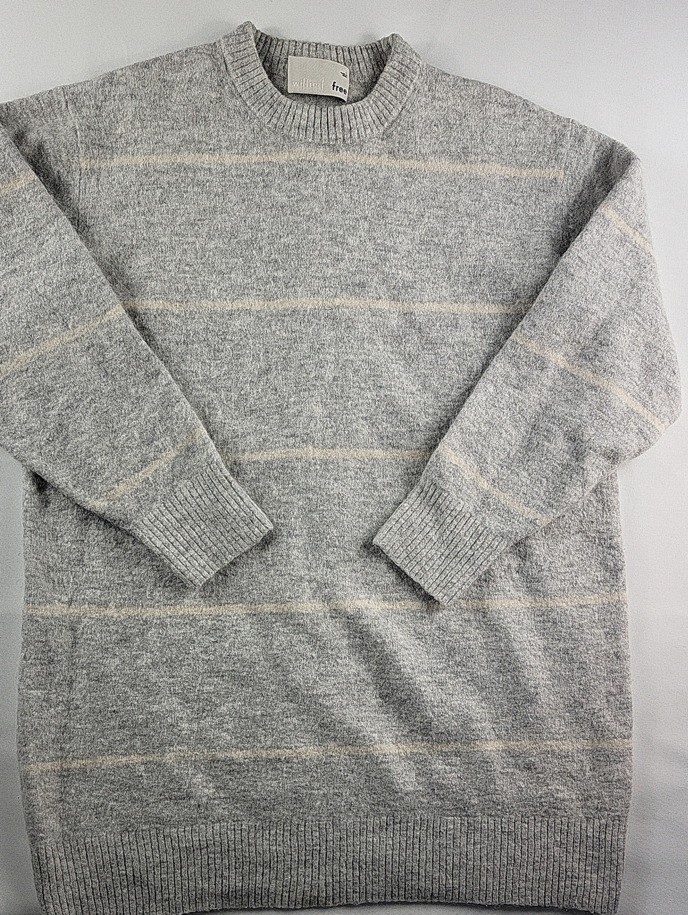 Aritzia Wilfred Gray Stripe Crewneck Sweater Size Large